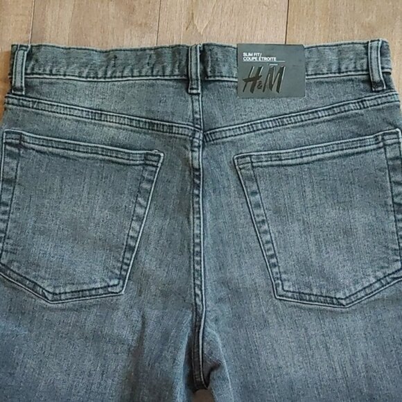 H&M High rise Stretch fabric Short Jeans size 30 Faded black - Picture 5 of 8